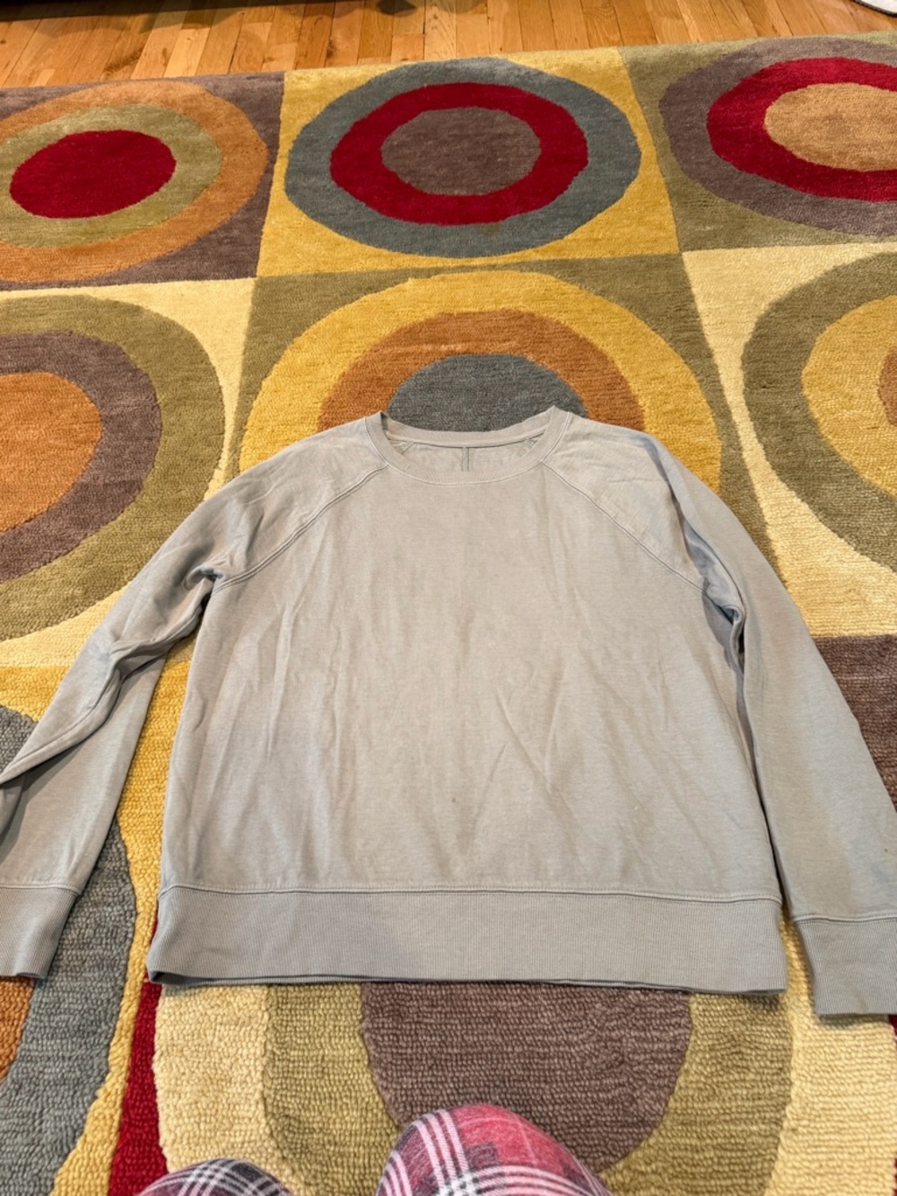 Athleta Women Sundown Sweatshirt Lightweight Light Olive Green Organic Cotton S